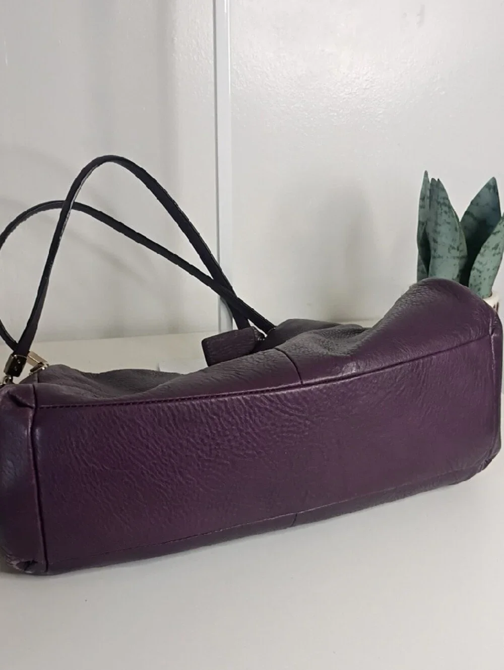 Coach Madison Purple Leather Double Handles 3 Compartments Shoulder Bag